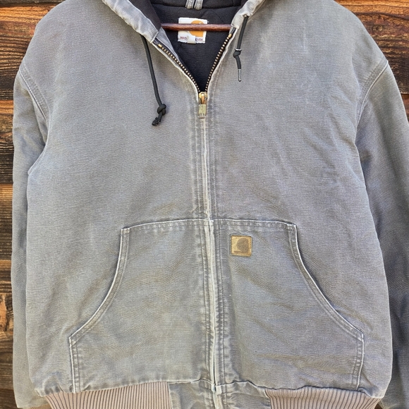 Vintage Carhartt Hooded Active Jacket Faded and Rare "Gravel" Grey J140 GVL - Picture 2 of 8
